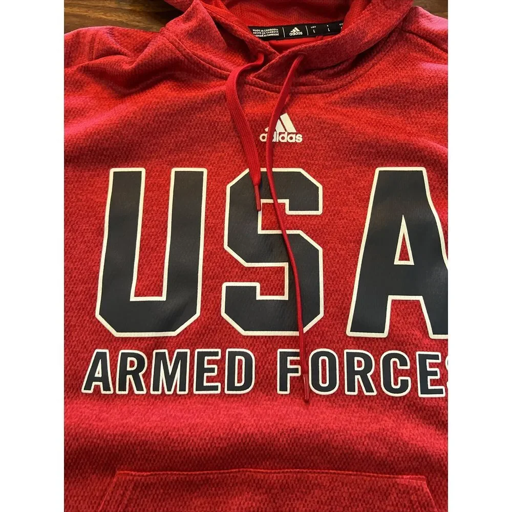 USA Armed Forces Mens Large Hoodie‎ Sweatshirt Red